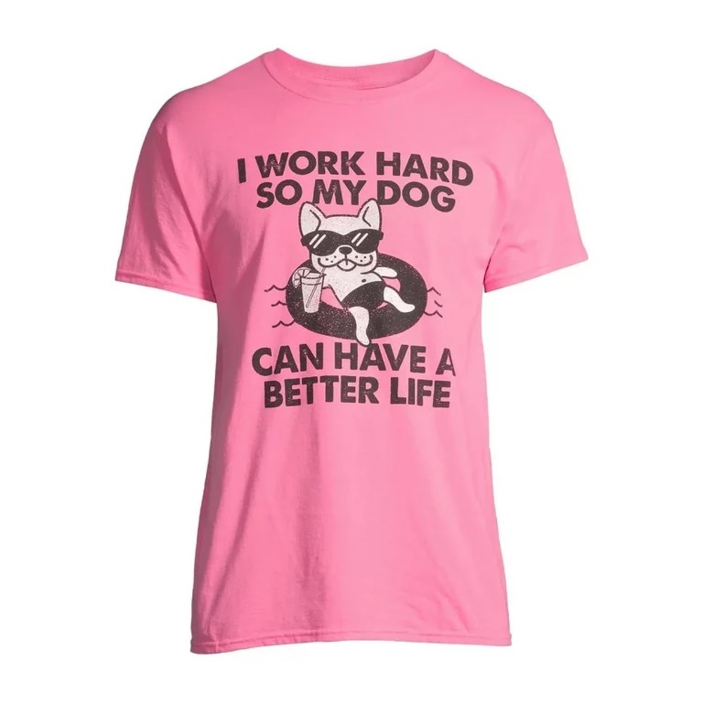 Men’s Pink Cute Dog Puppy Lover Funny Graphic Tee Shirt XL Vintage - Picture 4 of 6